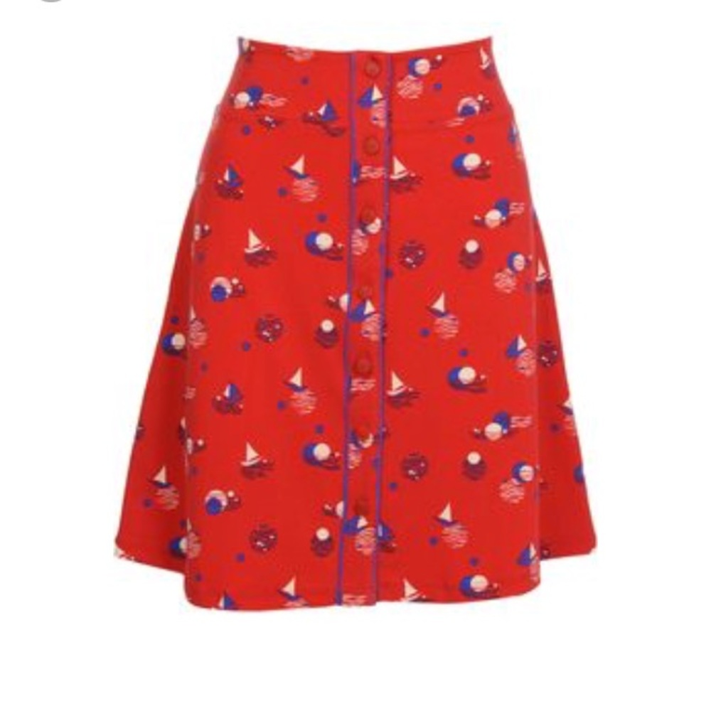Louie et Lucie jersey retro print a-line skirt